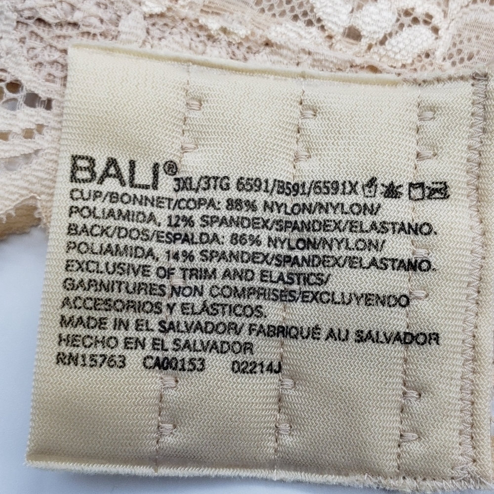 Nwt Bali women US 3XL tan bra latte lift stretch lace bralette convertible back - Picture 7 of 11